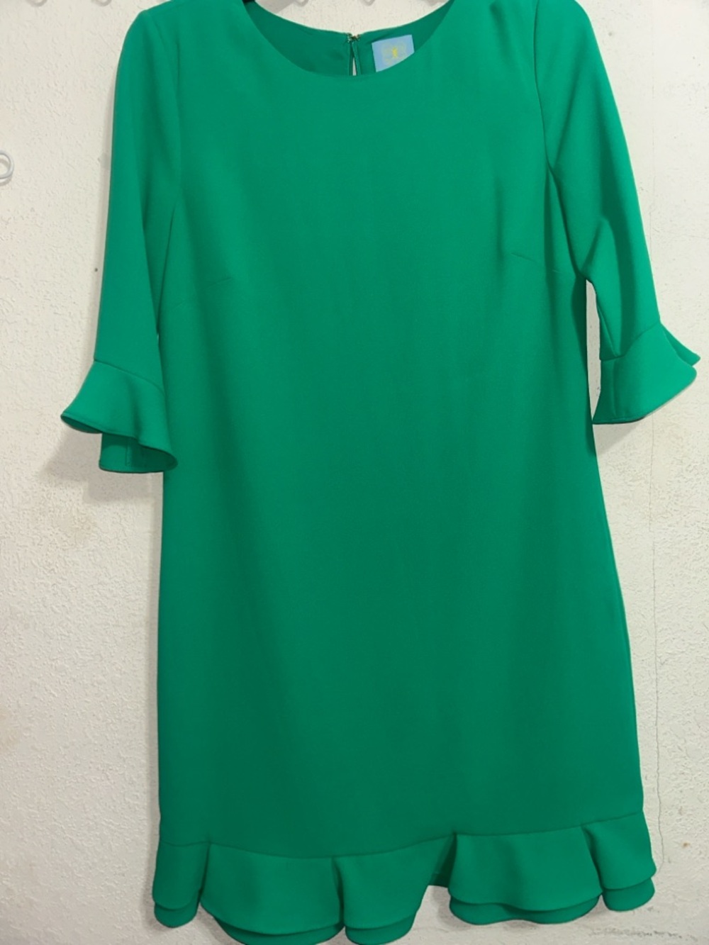 CeCe Emerald Green Ruffle-Hem Midi Shift Dress 419.06